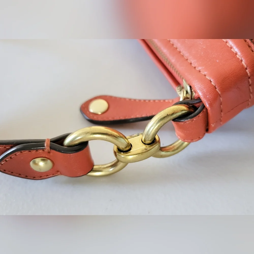 Coach Orange Leather Ashley Crossbody Hobo Bag